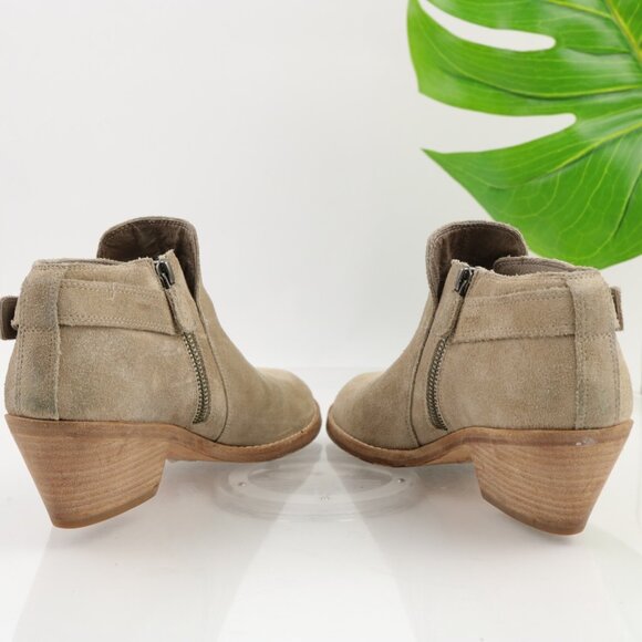 Eileen Fisher Womens Rein Boots Size 8 Tan Suede Low Block Heel Comfy Booties - Picture 6 of 11